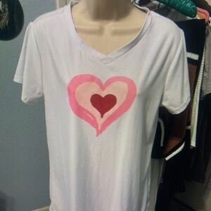 White T-Shirt with Heart Design